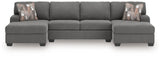 Seyler Lane Greystone 3-Piece Double Chaise Sectional by Ashley at Eve Furniture
