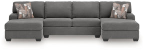Newellen Greystone 3-Piece Double Chaise Sectional by Ashley at Eve Furniture