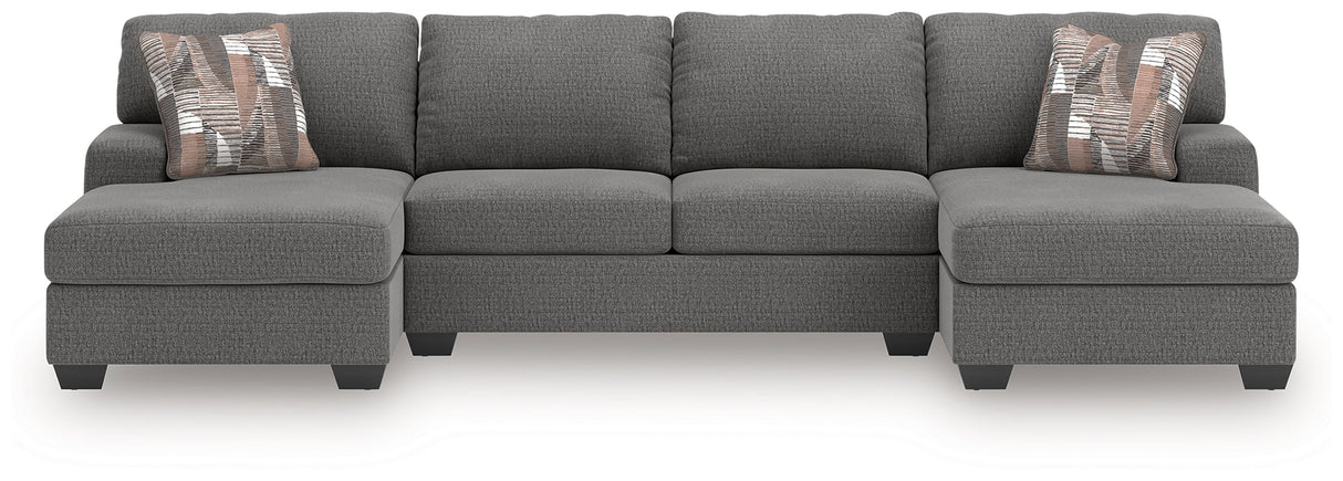 Newellen Greystone 3-Piece Double Chaise Sleeper Sectional by Ashley at Eve Furniture