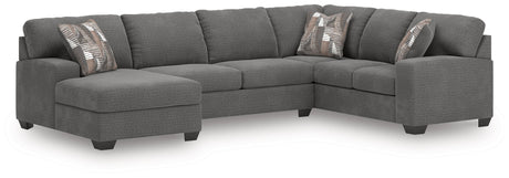 Newellen Greystone 3-Piece Left Arm Facing (Left Arm Facing (LAF)) Chaise Sleeper Sectional by Ashley at Eve Furniture