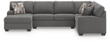 Newellen Greystone 3-Piece Left Arm Facing (Left Arm Facing (LAF)) Chaise Sleeper Sectional by Ashley at Eve Furniture