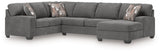 Newellen Greystone 3-Piece Right Arm Facing (RAF) Chaise Sleeper Sectional by Ashley at Eve Furniture