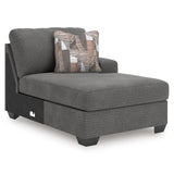 Newellen Greystone 3-Piece Right Arm Facing (RAF) Chaise Sleeper Sectional by Ashley at Eve Furniture