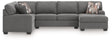 Newellen Greystone 3-Piece Right Arm Facing (RAF) Chaise Sleeper Sectional by Ashley at Eve Furniture