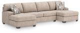 Newellen Hemp 3-Piece Double Chaise Sleeper Sectional by Ashley at Eve Furniture