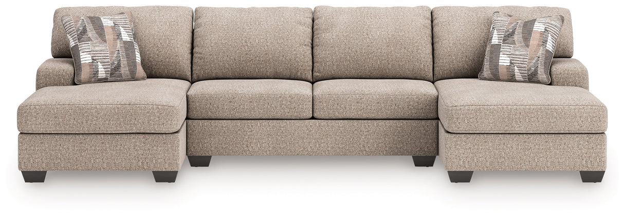 Newellen Hemp 3-Piece Double Chaise Sleeper Sectional by Ashley at Eve Furniture