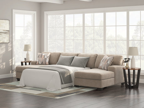 Newellen Hemp 3-Piece Double Chaise Sleeper Sectional by Ashley at Eve Furniture