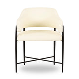 Sezanne Cream Vegan Leather and 2-Tone Jacquard Dining Chair by TOV Furniture at Eve Furniture