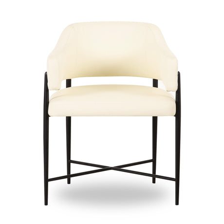 Sezanne Cream Vegan Leather and 2-Tone Jacquard Dining Chair by TOV Furniture at Eve Furniture