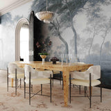 Sezanne Cream Vegan Leather and 2-Tone Jacquard Dining Chair by TOV Furniture at Eve Furniture