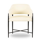 Sezanne Cream Vegan Leather and 2-Tone Jacquard Dining Chair by TOV Furniture at Eve Furniture
