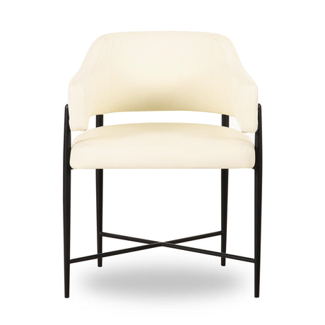 Sezanne Cream Vegan Leather and 2-Tone Jacquard Dining Chair by TOV Furniture at Eve Furniture