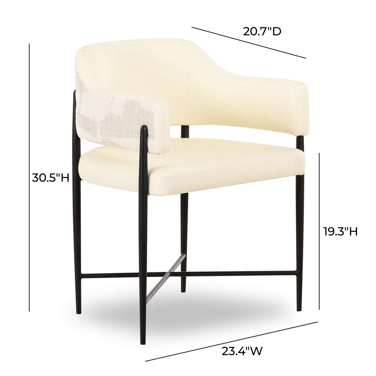 Sezanne Cream Vegan Leather and 2-Tone Jacquard Dining Chair by TOV Furniture at Eve Furniture