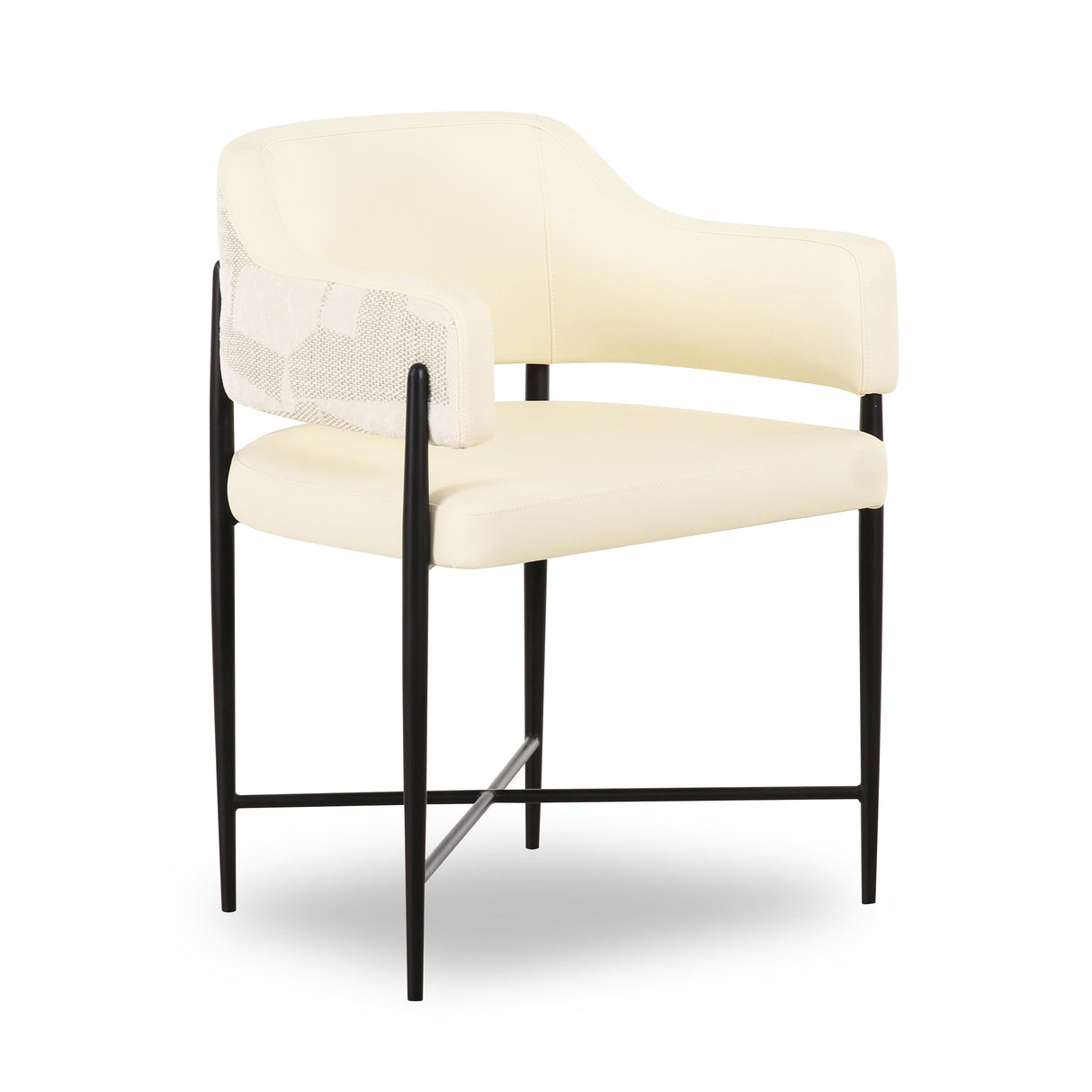 Sezanne Cream Vegan Leather and 2-Tone Jacquard Dining Chair by TOV Furniture at Eve Furniture