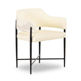 Sezanne Cream Vegan Leather and 2-Tone Jacquard Dining Chair by TOV Furniture at Eve Furniture