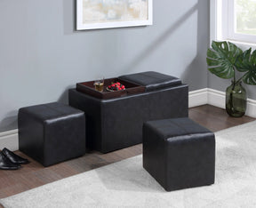 SH3552 Black Storage Ottoman with 1 Tray by Homelegance at Eve Furniture