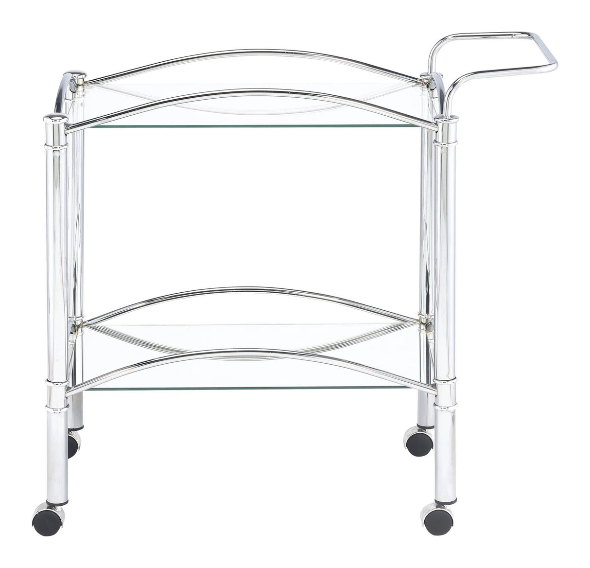 Shadix Chrome/Clear 2-Tier Serving Cart with Glass Top