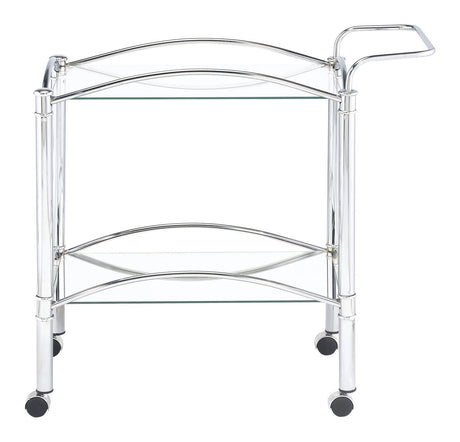 Shadix Chrome/Clear 2-Tier Serving Cart with Glass Top