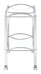 Shadix Chrome/Clear 2-Tier Serving Cart with Glass Top