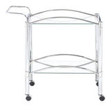 Shadix Chrome/Clear 2-Tier Serving Cart with Glass Top