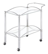 Shadix Chrome/Clear 2-Tier Serving Cart with Glass Top by Coaster at Eve Furniture