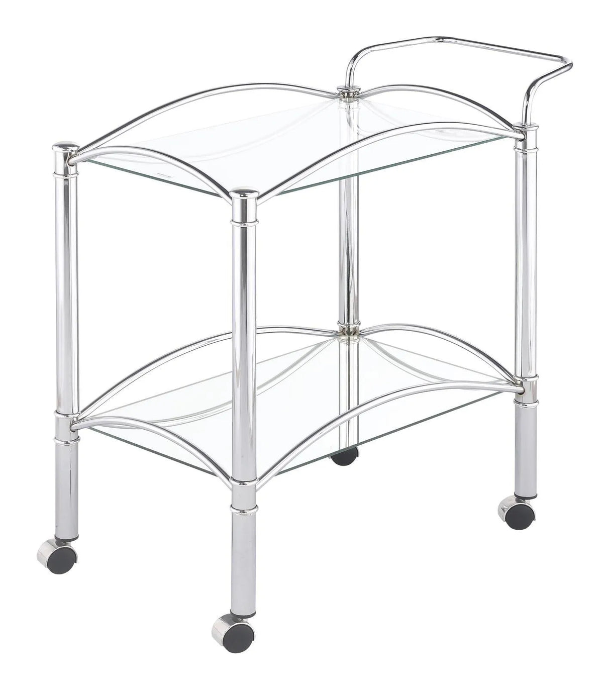 Shadix Chrome/Clear 2-Tier Serving Cart with Glass Top by Coaster at Eve Furniture