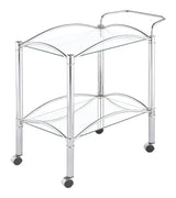 Shadix Chrome/Clear 2-Tier Serving Cart with Glass Top by Coaster at Eve Furniture