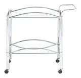 Shadix Chrome/Clear 2-Tier Serving Cart with Glass Top by Coaster at Eve Furniture