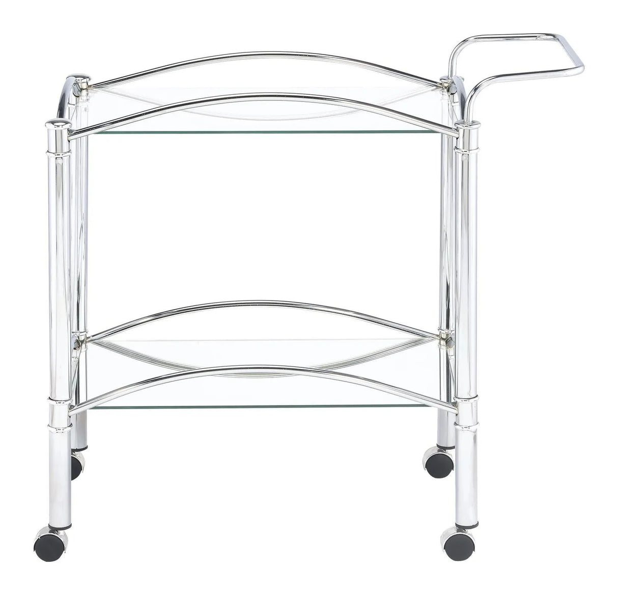 Shadix Chrome/Clear 2-Tier Serving Cart with Glass Top by Coaster at Eve Furniture