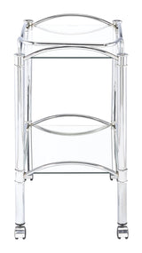 Shadix Chrome/Clear 2-Tier Serving Cart with Glass Top by Coaster at Eve Furniture