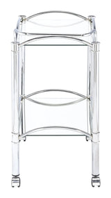 Shadix Chrome/Clear 2-Tier Serving Cart with Glass Top by Coaster at Eve Furniture