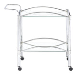 Shadix Chrome/Clear 2-Tier Serving Cart with Glass Top by Coaster at Eve Furniture