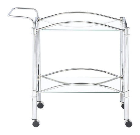 Shadix Chrome/Clear 2-Tier Serving Cart with Glass Top by Coaster at Eve Furniture