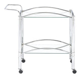 Shadix Chrome/Clear 2-Tier Serving Cart with Glass Top by Coaster at Eve Furniture