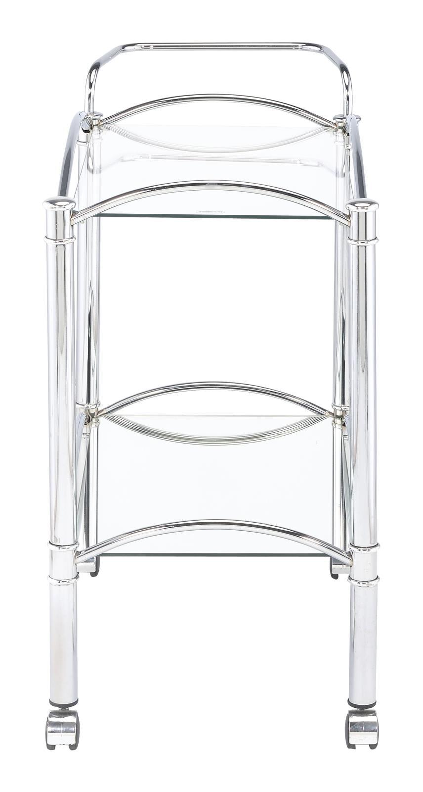 Shadix Chrome/Clear 2-Tier Serving Cart with Glass Top by Coaster at Eve Furniture