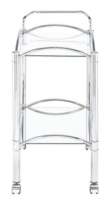 Shadix Chrome/Clear 2-Tier Serving Cart with Glass Top by Coaster at Eve Furniture