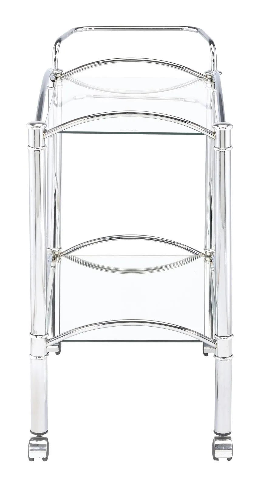 Shadix Chrome/Clear 2-Tier Serving Cart with Glass Top by Coaster at Eve Furniture