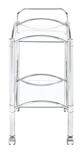 Shadix Chrome/Clear 2-Tier Serving Cart with Glass Top by Coaster at Eve Furniture