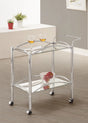 Shadix Chrome/Clear 2-Tier Serving Cart with Glass Top by Coaster at Eve Furniture