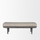 Shae Black Wood w/ Black and Cream Upholstered Bench by Mercana at Eve Furniture
