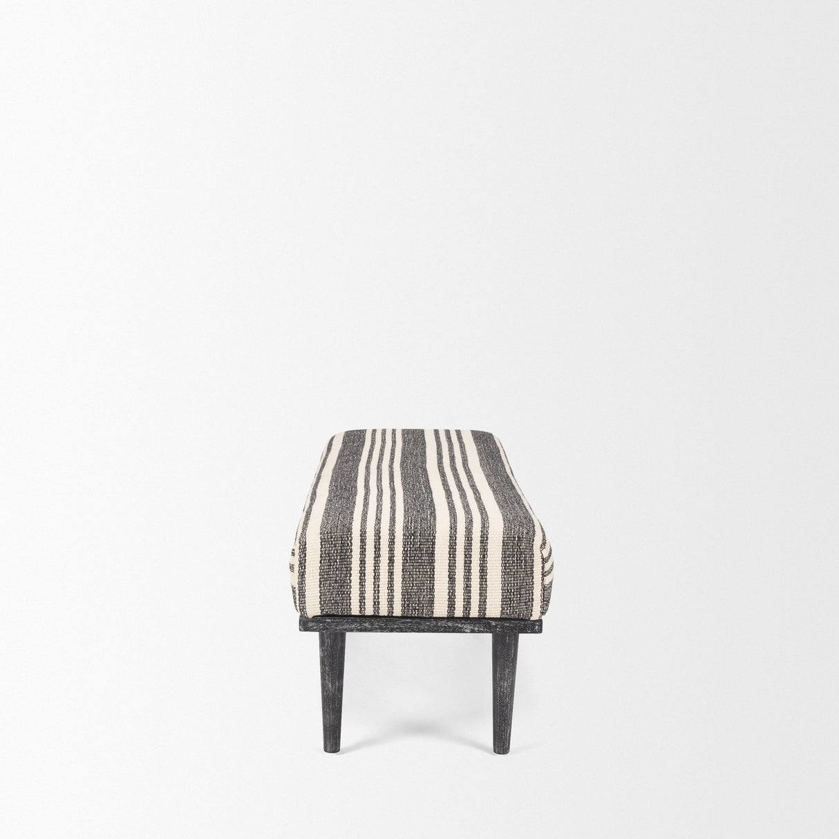 Shae Black Wood w/ Black and Cream Upholstered Bench by Mercana at Eve Furniture