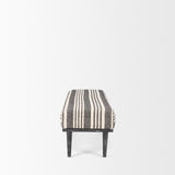 Shae Black Wood w/ Black and Cream Upholstered Bench by Mercana at Eve Furniture