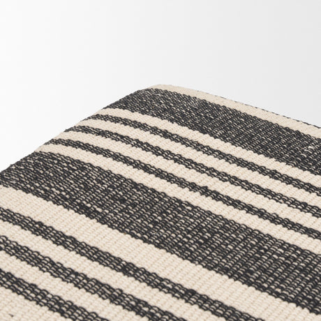 Shae Black Wood w/ Black and Cream Upholstered Bench by Mercana at Eve Furniture