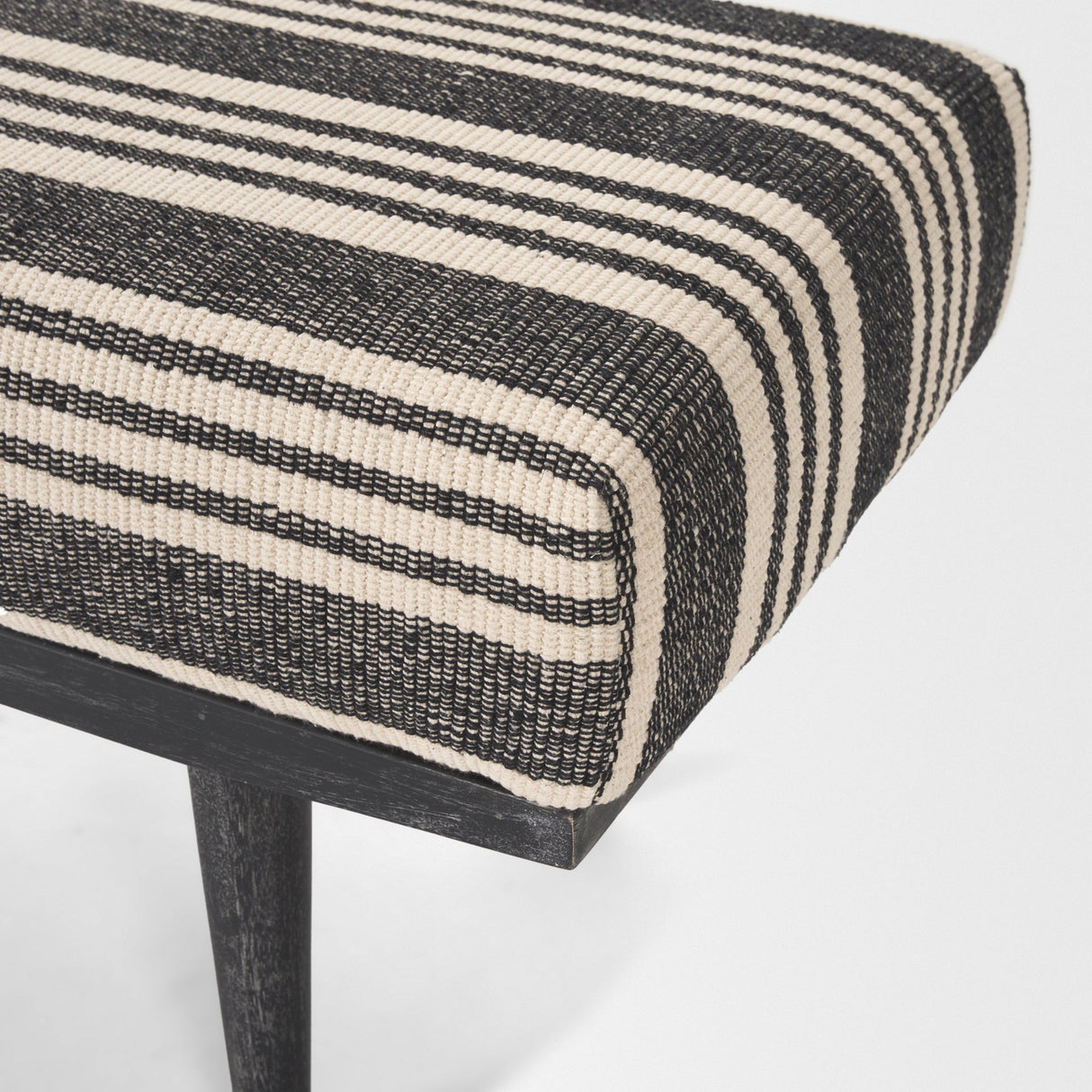 Shae Black Wood w/ Black and Cream Upholstered Bench by Mercana at Eve Furniture