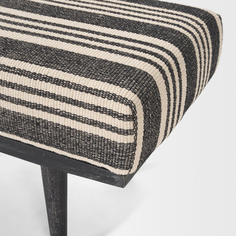 Shae Black Wood w/ Black and Cream Upholstered Bench by Mercana at Eve Furniture
