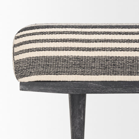 Shae Black Wood w/ Black and Cream Upholstered Bench by Mercana at Eve Furniture