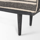 Shae Black Wood w/ Black and Cream Upholstered Bench by Mercana at Eve Furniture