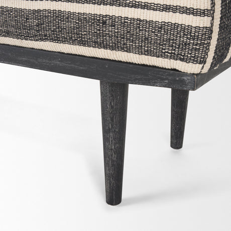 Shae Black Wood w/ Black and Cream Upholstered Bench by Mercana at Eve Furniture