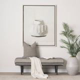 Shae Black Wood w/ Black and Cream Upholstered Bench by Mercana at Eve Furniture