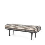 Shae Black Wood w/ Black and Cream Upholstered Bench by Mercana at Eve Furniture